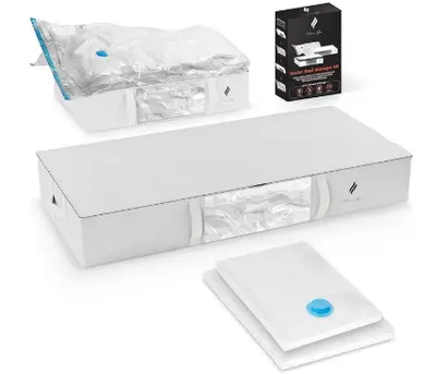 HOME BOX Under Bed Storage Set 2 Vacuum Bags + 2 Fabric Bags Liquidation Pallet