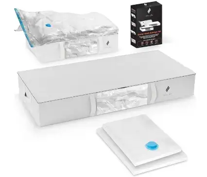 HOME BOX Under Bed Storage Set 2 Vacuum Bags + 2 Fabric Bags Liquidation Pallet